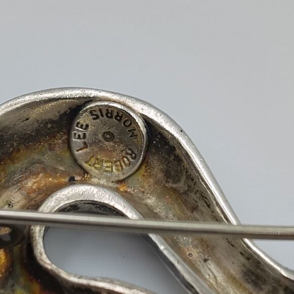 Robert Lee Morris RLM Sterling Silver 925 Modernist Swirl Squiggle Brooch Pin - Picture 8 of 11